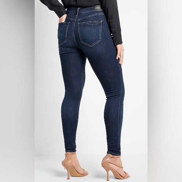 Express Mid Rise Dark Wash Skinny Jeans - Picture 2 of 6